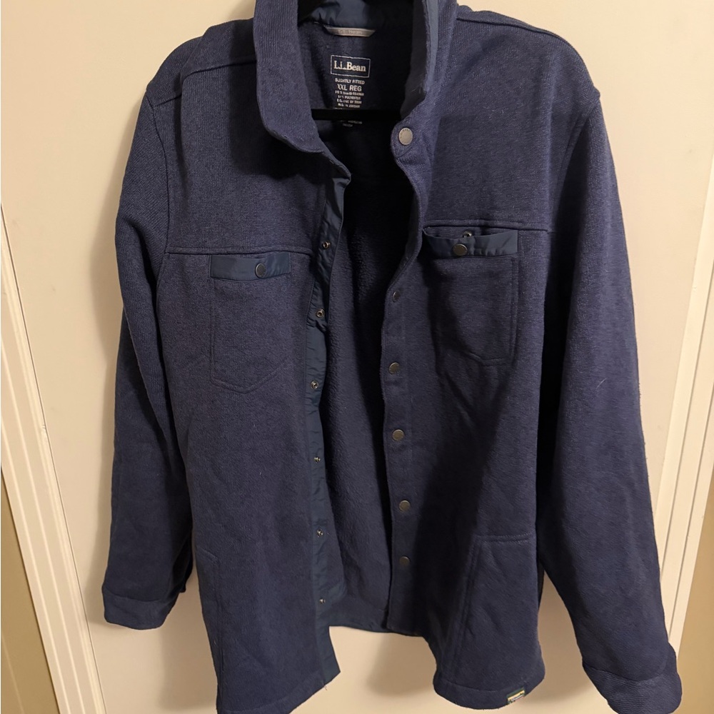 L.L. Bean Blue Button-Up fleece Jacket